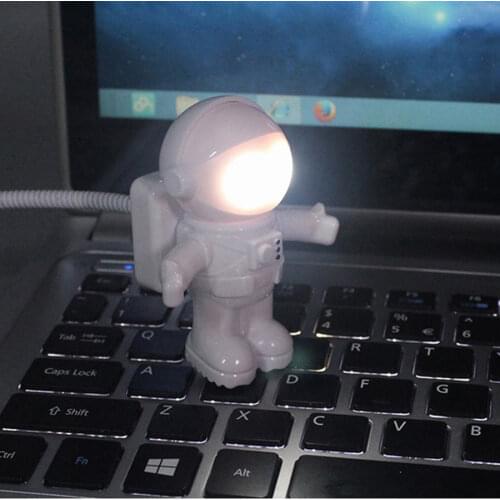Spaceman Astronaut USB Tube LED Night Light White Flexible Lamp For Computer Laptop PC Notebook Reading Portable DC 5V New