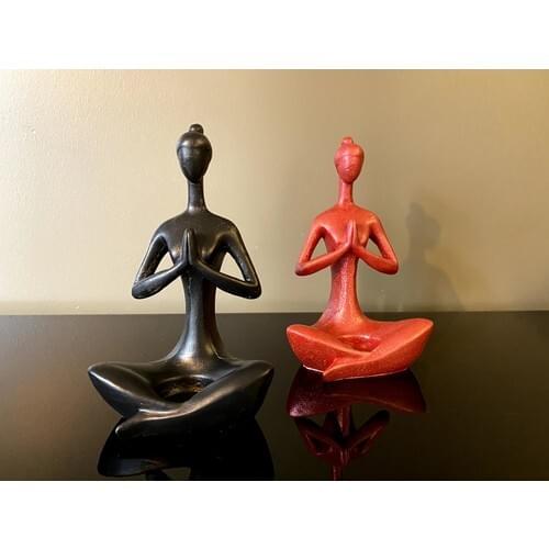 Talya Art Design Talya Art Design than, Set Black and Red, Namaste Yoga Women Giving Candle Holder