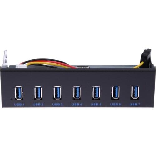 7 Ports USB 3.0 Hub 5Gbps 5.25" CD-ROM Drive Bay CD ROM Front Panel for Computer Case USB 3.0 19-pin Header to Type-A Male Cable