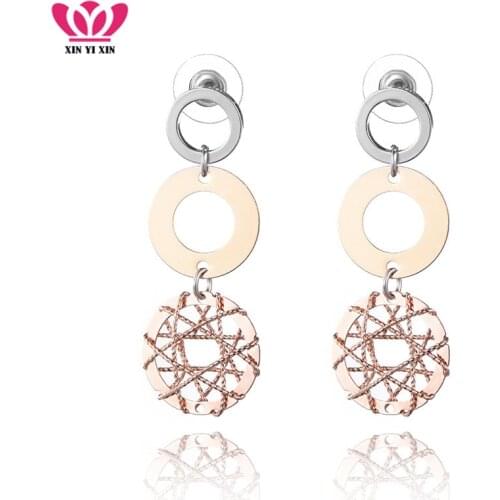 Vintage Hollow Gold Circles Drop Earrings For Women Gold Silver Color Geometric Earrings Jewelry New Fashion Female Pendientes