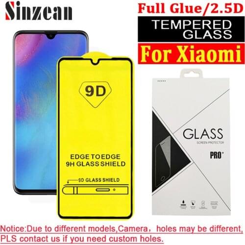 100pcs 9D Full Glue Tempered Glass For Xiaomi A3/5X/6X/Redmi 9T/K20 Pro/Note 7 Pro/POCO F2 9D Screen Protector