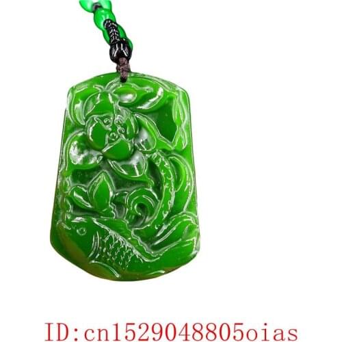 Green Jade Carp Pendant Gifts Natural Jadeite Fashion Amulet Fish Necklace Charm Jewelry Carved Chinese