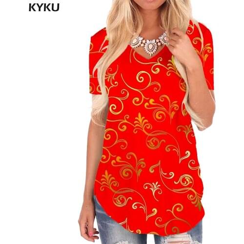 KYKU Dizziness T-shirt women Abstract Shirt Print Psychedelic V-neck Tshirt Art Funny T shirts Womens Clothing Punk Rock Cool
