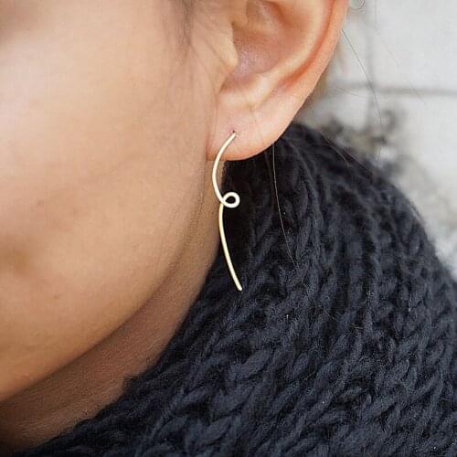 925 Silver Long Bar Earrings Handmade Jewelry Gold Filled Brincos Vintage Boho Jewelry Minimalism Oorbellen Earrings For Women