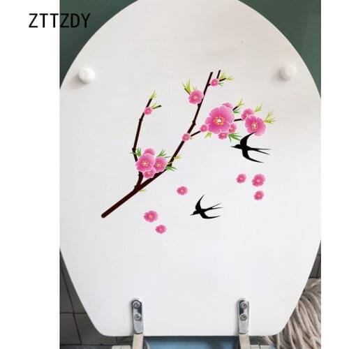 ZTTZDY 20.8*19.4CM Spring Flower Swallow Home Bedroom Wall Decal Classic Toilet Sticker T2-0127