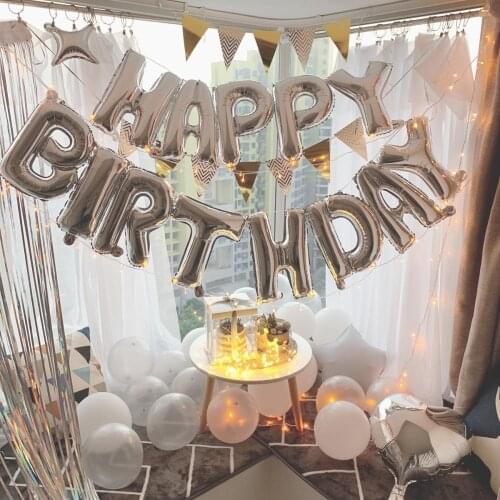 13pcs Happy Birthday Decoration Balloons silver blue Letter Foil Ballons Birthday Party Decorations Globos Balony Anniversaire