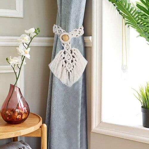 2PCs Handmade Curtain Tieback Nordic Curtain Tie Back with Tassels Buckle Rope Hotel Bedroom Decorative Woven Curtain Holdbacks