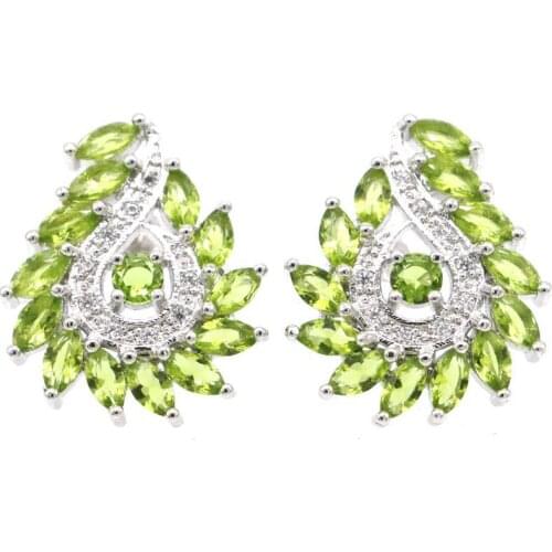 22x19mm Fancy Created Iolite Violet Tanzanite Bright Zircon For Ladies Silver Earrings Wholesale Drop Shipping