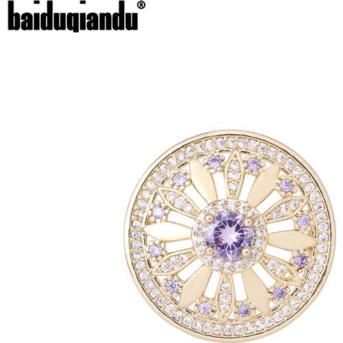 Baiduqiandu New Arrival Shinning Cubic Zirconia CZ Zircon Crystal Round Flower Brooches for Women 2020 Summer Trends Jewelry