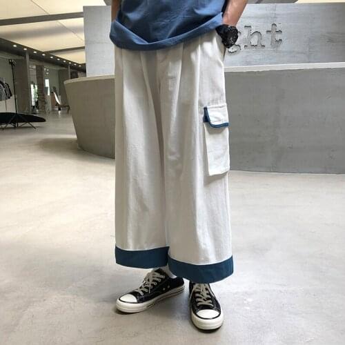 Casual Joggers Pants Men Harajuku Harem Pants 2021 Summer Man Streetwear Loose Cargo Pants Male Patchwork Cotton