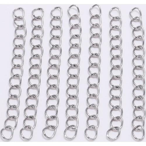 50pcs/ lot Stainless steel Tail Extender Chain Extended Extension Chains For Jewelry Making Connector Findings 50mm 70mm