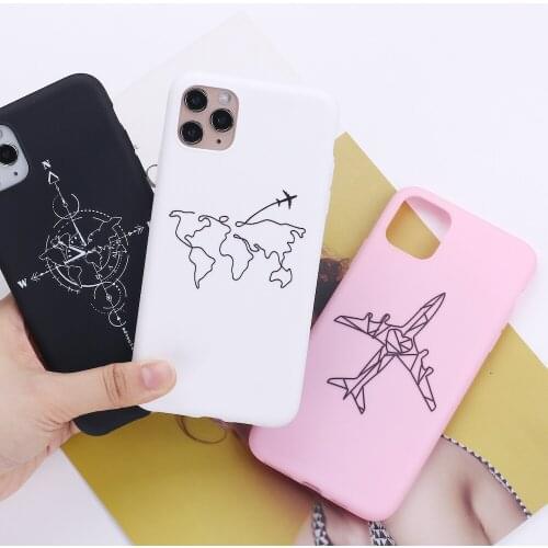 World Map Compass Flight Adventure Phone Cover For iPhone 11 Pro Max X XS XR Max 7 8 7Plus 8Plus 12 Soft Silicone Candy Case