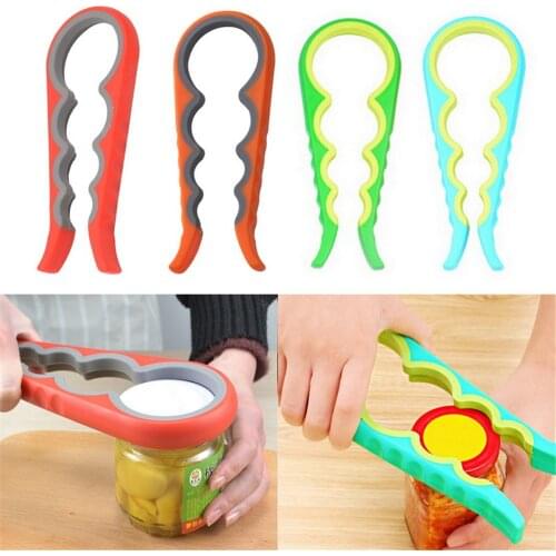 Colorful Lid Jar Opener 4 In 1 Handy Screw Cap Jar Opener Multi Purpose Can Opener Bottle Lid Grip Wrench Bottle Kitchen Gadgets