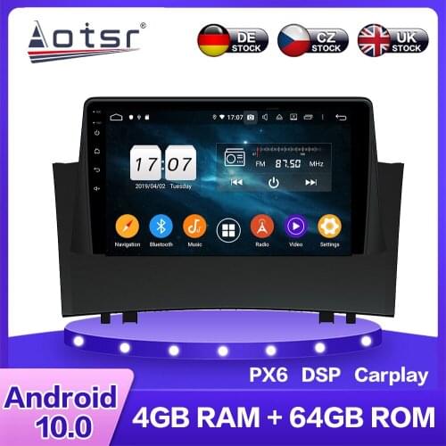 For Renault Megane II 2004+ Android 10 Car Multimedia DVD Player PX6 4+64GB Auto GPS Navigation Stereo Radio DSP Carplay WIFI BT