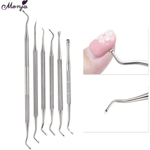 Monja Dual End Nail Toenails Lifter Stainless Steel Bunion Corrector Foot Cleaning Care Ingrown Hook Home DIY Pedicure Tool
