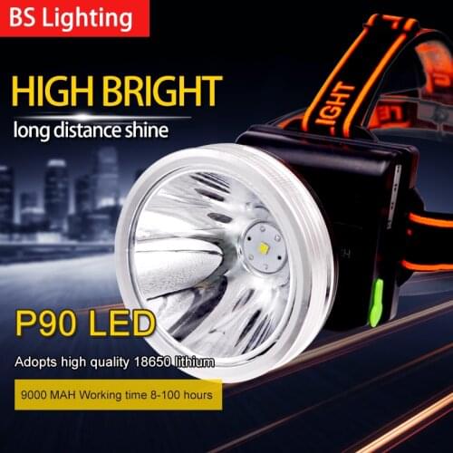 Free Shipping High Power 18650 Lithium Battery Headlamp P90 Portable Waterproof Torch Flashlight DC 4V Headlight Rechargeable