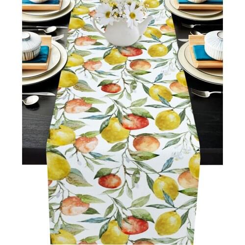 Grapefruit Lemon Watercolor Painting Table Runner Home Kitchen Dining Table Decor Tablecloth and Placemats Wedding Table Decor