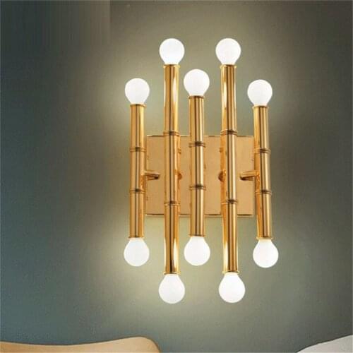 Art Aisle Wall Lamp Villa Classical Chinese Living Room Bedroom study Hotel Metal Bamboo shape wall sconce led lighting fixture