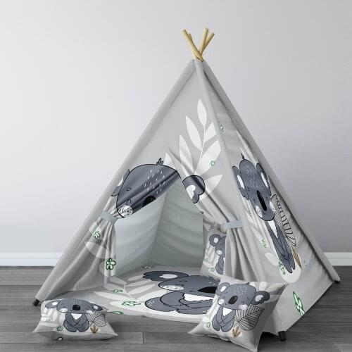 Play Tent for Kids Wigwam Portable Indoor Playground Tents Children Bedrooms Gray Cute Koala Model 176