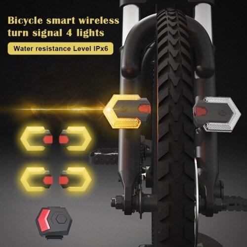 Intelligent Wireless Bike Turn Signal Lights Front and Rear LED Direction Indicator Bicycle Accessory WHShopping