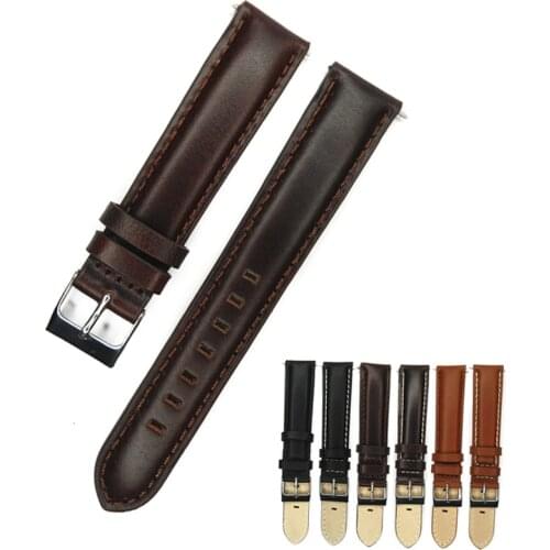Italian Genuine Leather Watch Band 16mm 18mm Watchband Dark Brown Light Brown Black Watch Strap For Hour with Spring Bar Buckle