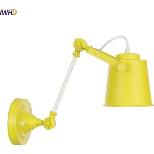 IWHD Loft Nordic LED Wall Light Vintage Industrial Wandlamp Retro Iron Adjustable Wall Lamp For Home Applique Murale Luminaire