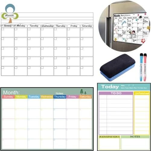 A3 Magnetic Monthly Weekly Planner Whiteboard Fridge Magnet Flexible Daily Message Drawing Refrigerator Bulletin White Board YJN