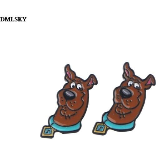 MD009 DMLSKY Cartoon Funny Dog Stud Earring Enamel Earrings Animals Pendant for Kids Girls Cute Accessories Jewelry