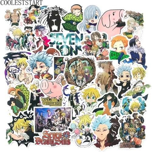 50Pcs/Pack Japanese Anime Seven Deadly SINS Stickers For Motorcycle Skateboard Laptop Bicycle Trunk Backpack Stickers
