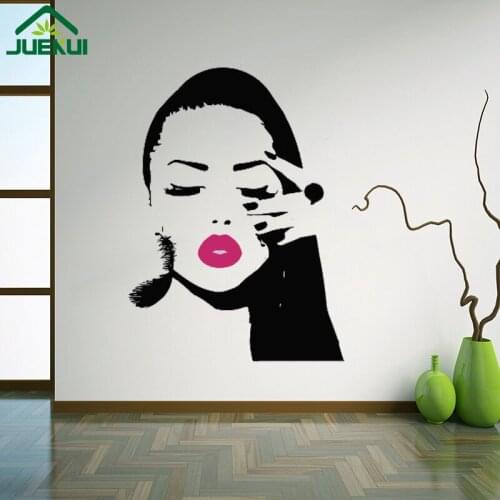 Girl Face Wall Decal Removable Vinyl Wall Stickers for Bathroom Beauty Salon Wallpapers Home Decoration Stickers JA762