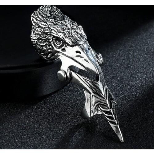 2021 New Punk Ring Rock Scroll Joint Armor Knuckle Metal Full Finger Eagle Rings Halloween Goth Jewelry