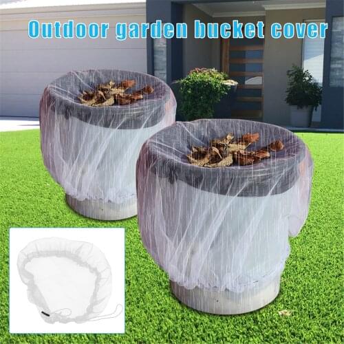 Newly Outdoor Bucket Mesh Cover Net Portable Drawstring Rain Barrels Protector for Garden Courtyard Lawn