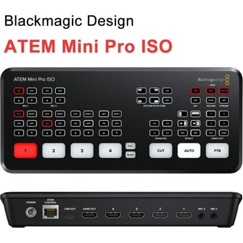 Original Blackmagic Design ATEM Mini Pro ISO Live Stream Switcher HDMI Multi-view and Recording New Features 5 Streams Switcher