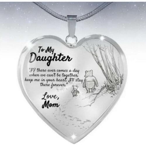 To My Daughter Father Mother Love Heart Pendant Necklace Friendship Necklace Lovers Memorial Jewelry