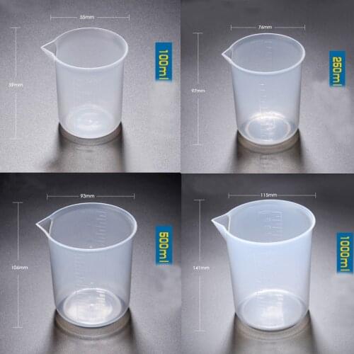 1set (100ml,250ml,500ml,1000ml) Plastic beaker Measuring Cup Food Grade Polypropylene School laboratory Kitchen Supplies