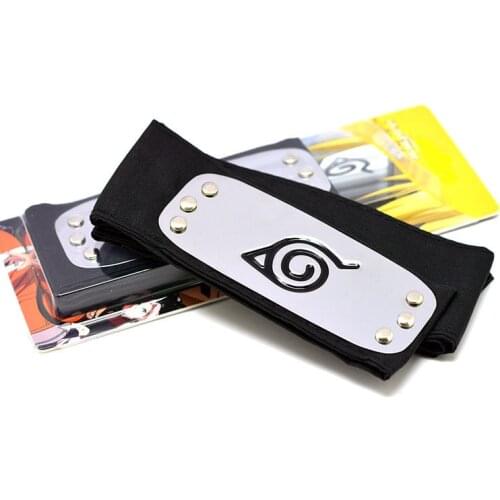 Anime Naruto Headband Cosplay Ninja Accessories Unisex Festival Gift Itachi Kakashi Akatsuki Black Headwear Props Toy PVC Box