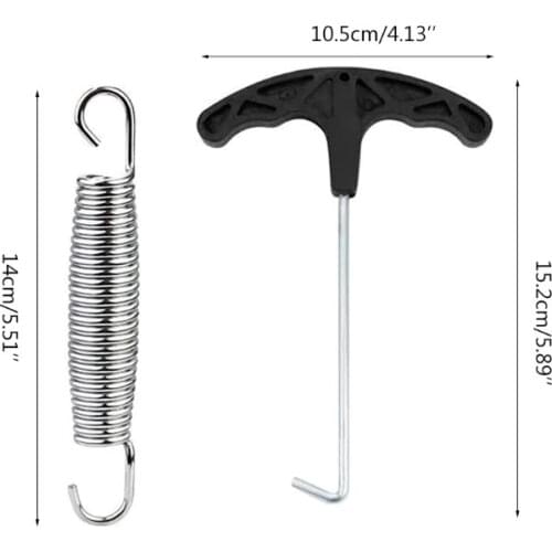 X5QF 14cm Replacement Trampoline Springs Spring with 1 Metal T-Hook Pull Tool Jumping Bed Accessories Hand Pull Tool