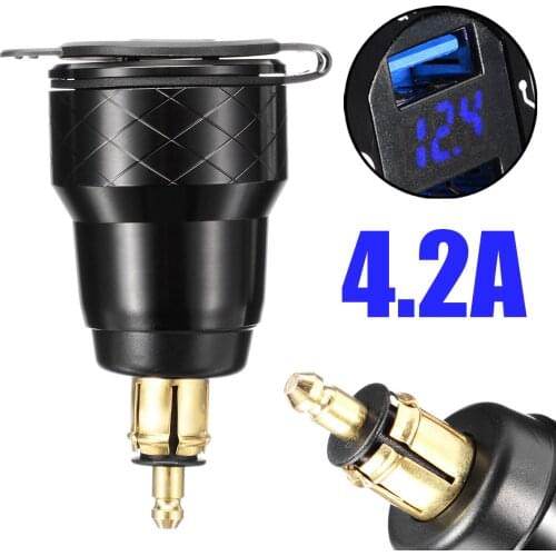 For BMW 1pc 4.2A Motorcycle DIN Socket Dual USB Charger Phone GPS Support F800 F650 F700 R1200 GS EU Plug