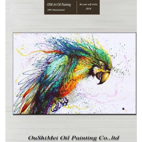 Most Popular Colorful Little Animal Bird Oil Painting On Canvas Hand-painted watercolor Fine Art Baby Bird Oil Paintings