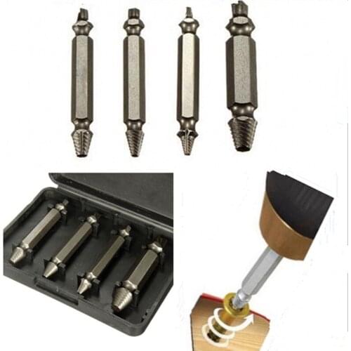 Sunshine 4pcs Screw Extractor Drill Bits Guide Set Damaged Bolt Remover Speed Out Tool