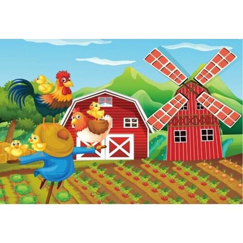 Vegetable Garden Scarecrow and Rooster Backdrop Photography Background Celebration Photo Booth Studio Decor