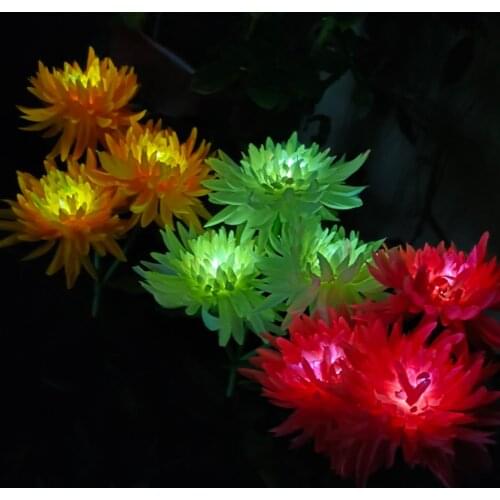 2pcs LED Solar Light Chrysanthemum Flower Lawn Stake Lamp Garden Art Decoration Christmas Home Decor Bridal Decoration
