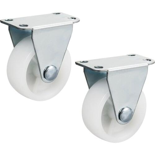 Uxcell Fixed Casters 1.5 Inch Nylon Top Plate Mounted Caster Wheels White 44lb Capacity 2 Pcs