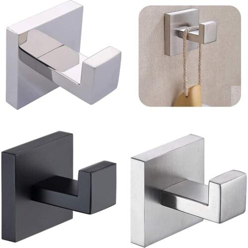 Upscale Bath Towel Premium Stainless Steel Robe Coat And Clothes Hooks,Heavy Duty Square Wall Mounted Modern For Bathroom Kitche