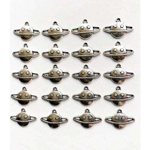20pcs Metal Alloy Planet Charm Pendant Vintage Silver Plated Charms Pendants for Necklace Diy Earrings Jewelry Handmade Craft
