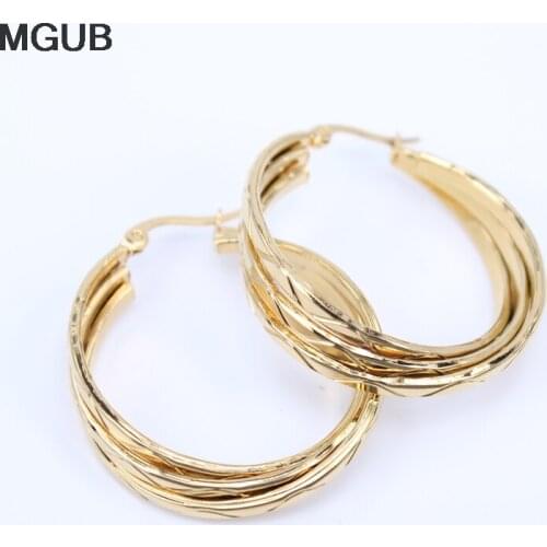 Classic Stainless steel popular jewelry 3pcs circle combination female earrings smooth for Women jewelry LH382