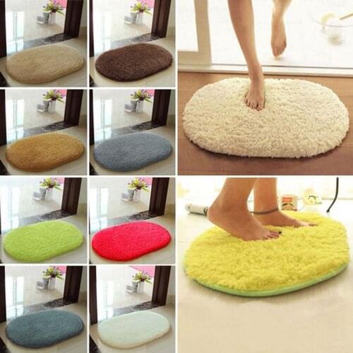 30*40cm Anti-Skid Shaggy Area Rug Home Bedroom Bathroom Floor Door Mat Fluffy Round Rug Modern Carpets