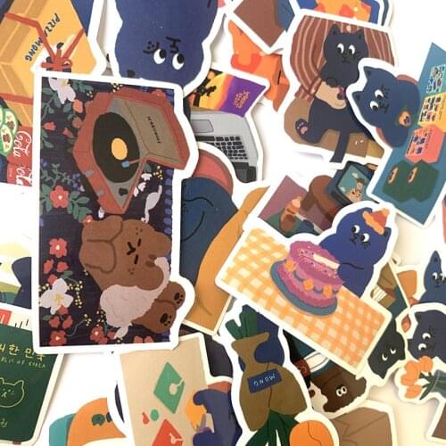 35pcs Korean blue cat series cute Sticker For Suitcase Skateboard Laptop Luggage Fridge Phone Car Styling DIY Decal Sticker