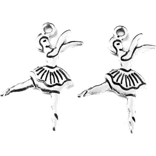 50pcs Ballet dancer charms pendant 27x23mm antique silver ornament accessories jewelry making DIY base material