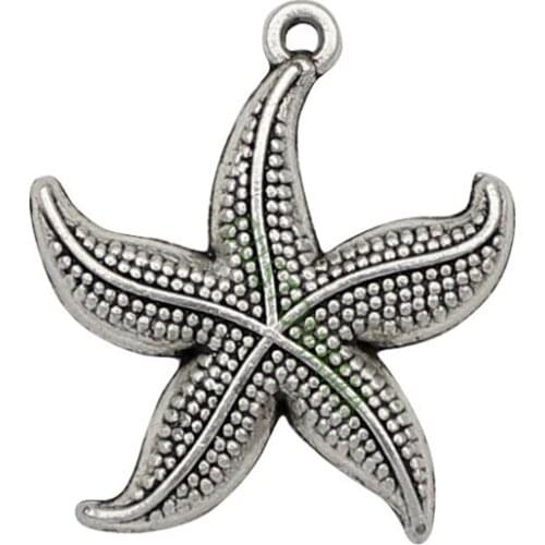 50pcs-Antique Tibetan Silver Starfish Charms Pendant,DIY For Bracelet Necklace 26x23mm